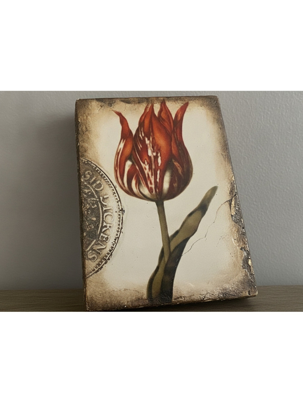Sid Dickens T-98 Scarlet Tulip Retired Memory Block Wall Tile Collectible